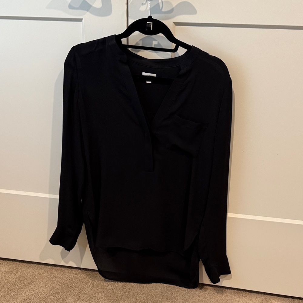 Vince Black Women's Blouse 100% Silk
